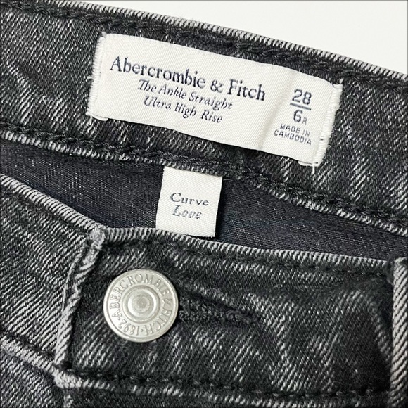 Abercrombie & Fitch Ankle Straight Ultra High Rise Jeans 28 6 black‎ Curve Love - Picture 8 of 14